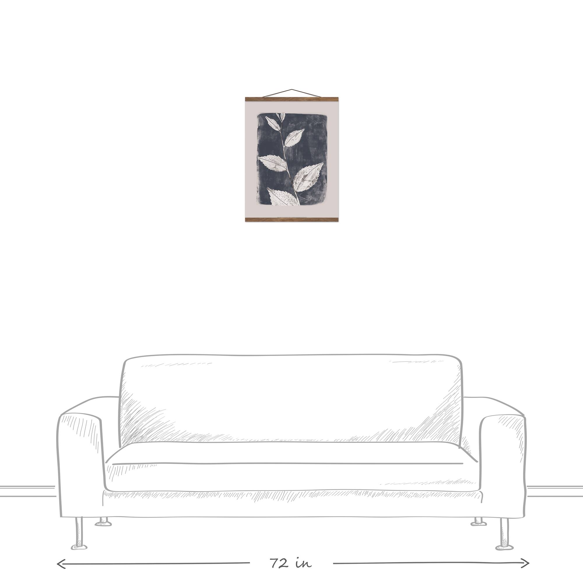 Spotted Navy Botanical Teak Hanging Canvas